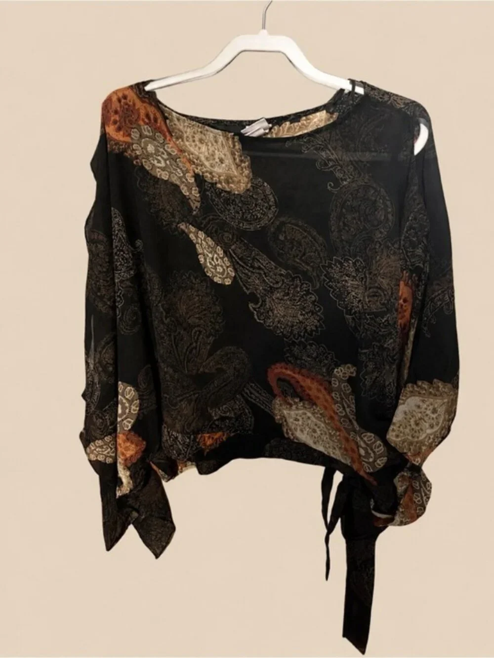 Studio C Plus Size 22/24 Sheer Paisley Blouse - Picture 2 of 6